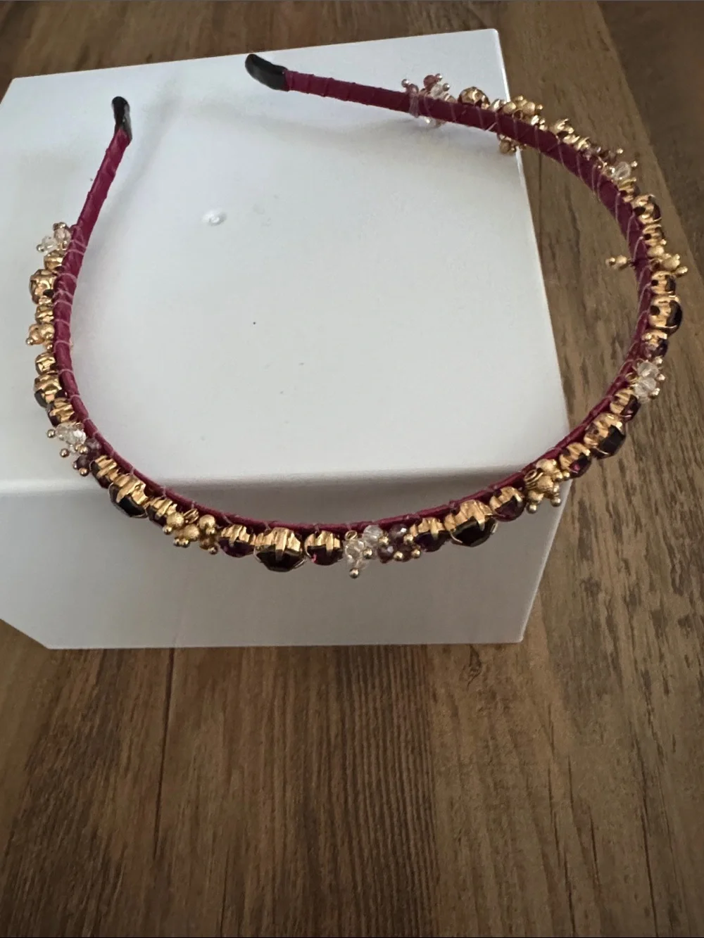 Embellished Burgundy Beaded Headband